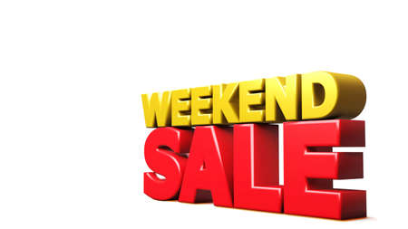 3D render weekend sale isolated background. 3D illustrationの写真素材