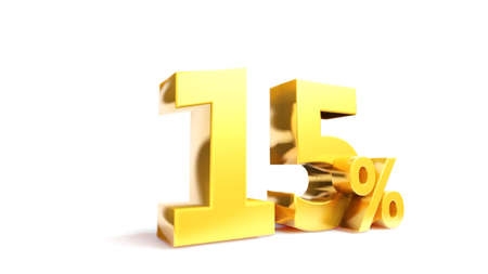 15% Golden symbol , 3D renderの写真素材