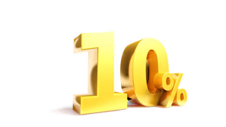 10% Golden symbol , 3D renderの写真素材