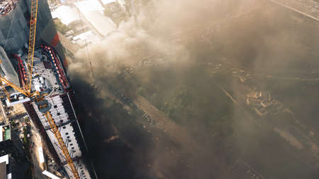 fire in a high-rise building .の写真素材