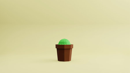 3d rander cactus low polygonの写真素材