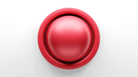 Red button isolate backbround , 3D renderの写真素材