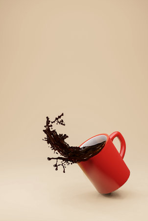 Cup for coffee , Coffee splash . 3d renderingの写真素材