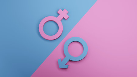 Female Male Gender Symbol . 3D renderingの写真素材