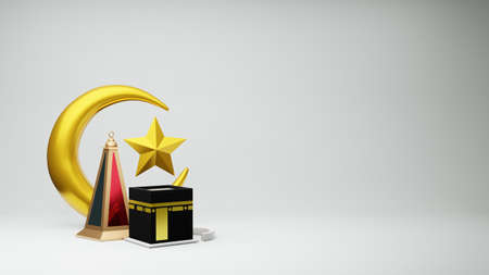 Kaaba in Masjid Al Haram concept of islamic celebration eid al adha or hajj 3D illustration. 3D renderingの写真素材