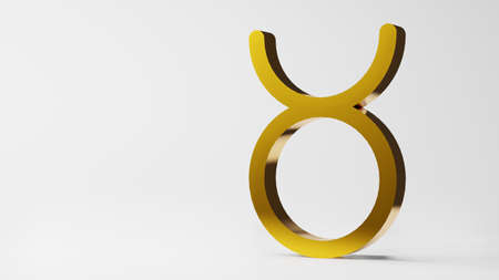 zodiac symbol  TAURUS signs gold on white background 3D rendering