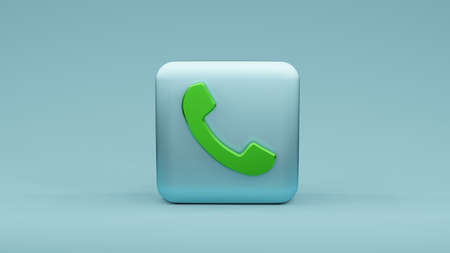 phone icon on square shape , 3d rendering