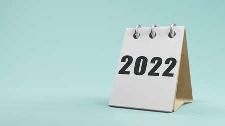 2022 on  paper desk  calendar  3d rendering