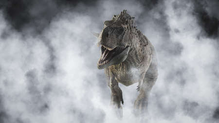Ekrixinatosaurus Epitaph Dinosaur on smoke backgroundの写真素材