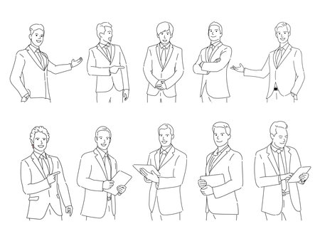 Handsome young  businessman Happy smiling standing  isolated , vectorのイラスト素材
