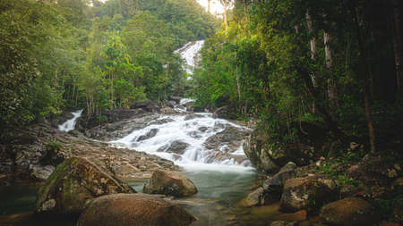 Waterfall beautiful asia Thailand , Praiwan Waterfall Phatthalungの写真素材