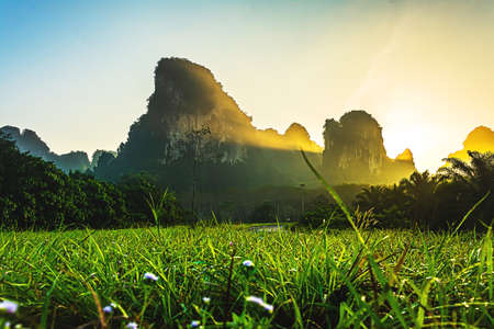 Landscape of mountain in krabi province Thailandの写真素材