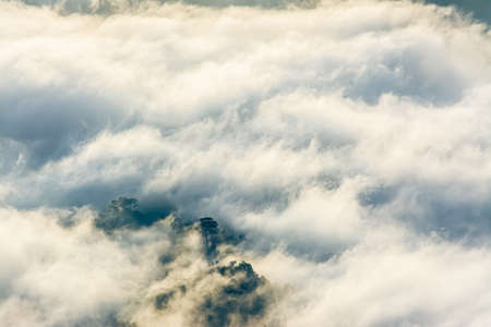 Betong, Yala, Thailand  2020: Talay Mok Aiyoeweng skywalk fog viewpoint there are tourist visited sea of mist in the morningの写真素材