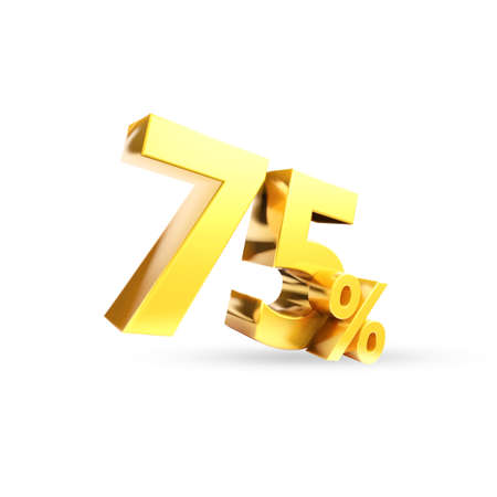 75% Golden symbol , 3D render