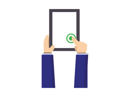 Businessman hold tablet , vector illustrationのイラスト素材