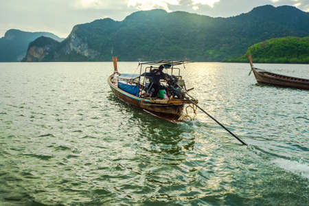 landscape  sky  with Small Fishing Boats in Thailand .の写真素材