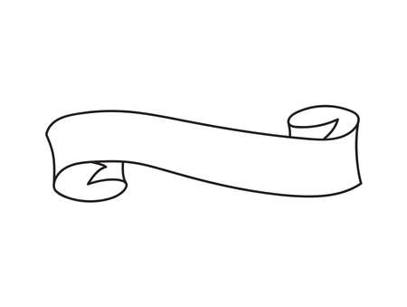 ribbon banner vector outline vintage style Tapes hand drawnのイラスト素材