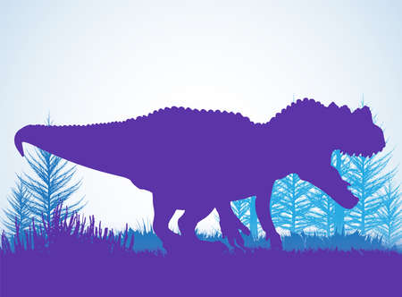 Ceratosaurus  , Dinosaurs silhouettes in prehistoric environment overlapping layers  decorative background banner abstract vector illustrationのイラスト素材