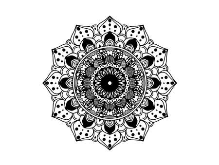 Circle pattern in the form of mandala for Henna, Mehndi, tattoos, decorative ornaments in ethnic oriental style, coloring book pages.のイラスト素材