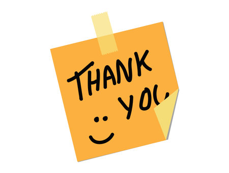 Thank you on a note paperのイラスト素材