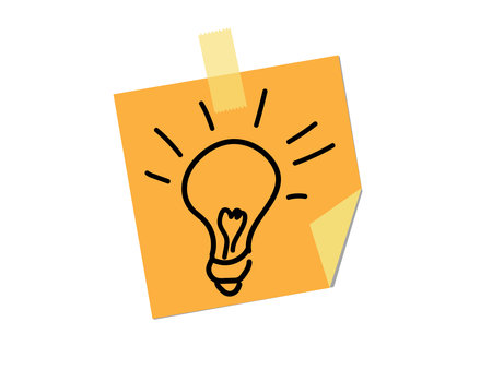 lamp idea on a note paperのイラスト素材