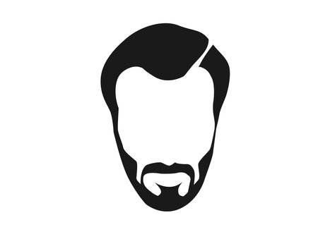 Bearded hipster face black silhouette. Vector illustrationのイラスト素材