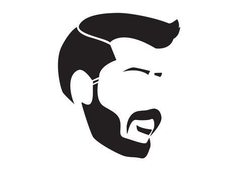 Bearded hipster face black silhouette. Vector illustrationのイラスト素材