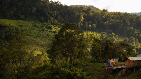 landscape of mountain Doi Luang Chiang Dao Chiang Mai Thailandの写真素材