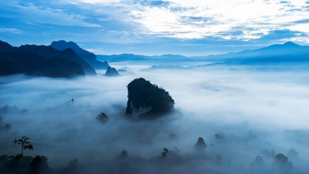 Aerial view of  Phu Lanka National Park Phayao province north of Thailandの写真素材