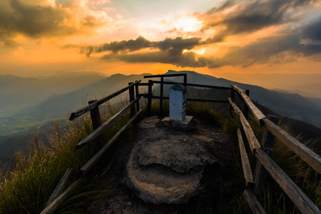 View of   Phu Chi Dao or Phu Chee Dao mountain at Chiang Rai, Thailandの写真素材