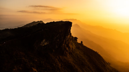 View of Phu Chee Fah   mountain at Chiang Rai, Thailandの写真素材