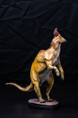 The Olorotitan  dinosaur  in the darkの写真素材
