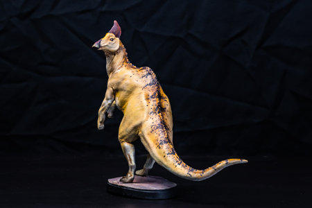 The Olorotitan  dinosaur  in the darkの写真素材