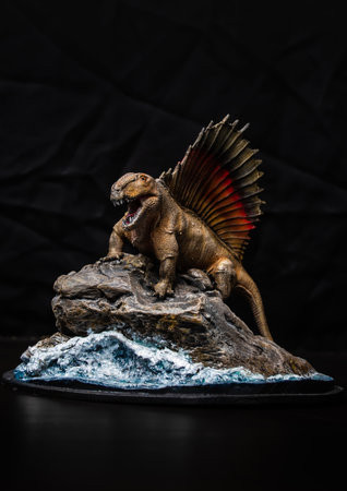 Dimetrodon   dinosaur  in the darkの写真素材