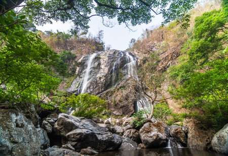 Khlong Lan Waterfall, Beautiful waterfalls in klong Lan national park of Thailandの写真素材