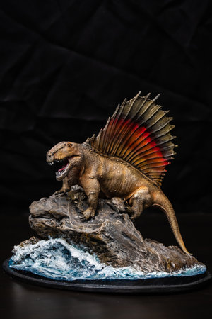 Dimetrodon   dinosaur  in the darkの写真素材