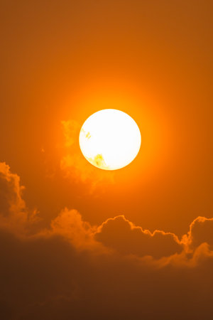 the sun in the eveningの写真素材