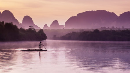 Landscape Nature View of Nong Thale Lake in Krabi Thailandの写真素材