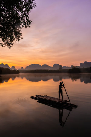Landscape Nature View of Nong Thale Lake in Krabi Thailandの写真素材