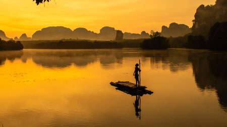 Landscape Nature View of Nong Thale Lake in Krabi Thailandの写真素材