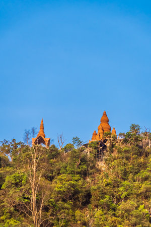 Landscape of beautiful sunrise at Khao Na Nai Luang Dharma Park in Surat Thani, Thailandの写真素材