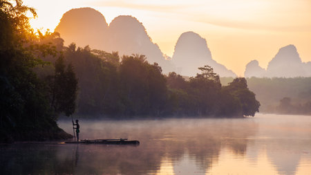 Landscape Nature View of Nong Thale Lake in Krabi Thailandの写真素材