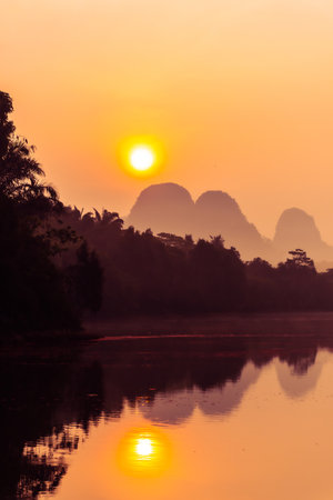 Landscape Nature View of Nong Thale Lake in Krabi Thailandの写真素材