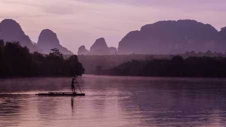 Landscape Nature View of Nong Thale Lake in Krabi Thailandの写真素材