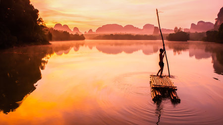 Landscape Nature View of Nong Thale Lake in Krabi Thailandの写真素材
