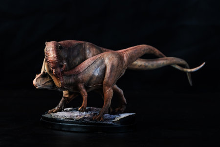 Dinosaur Allosaurus in the darkの写真素材