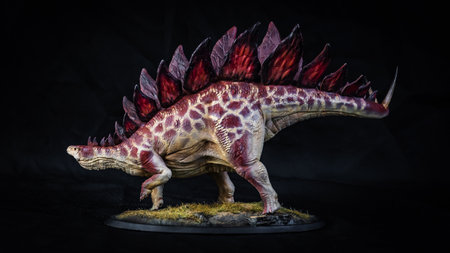 Dinosaur stegosaurus in the darkの写真素材