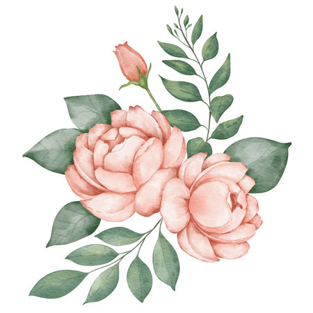 floral composition flower  watercolor illustration isolated elementの写真素材