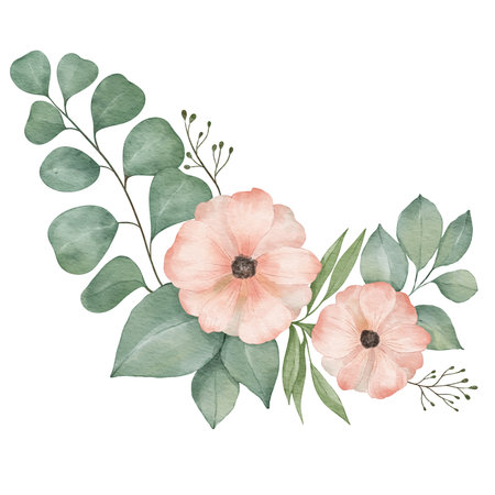 floral composition flower  watercolor illustration isolated elementの写真素材
