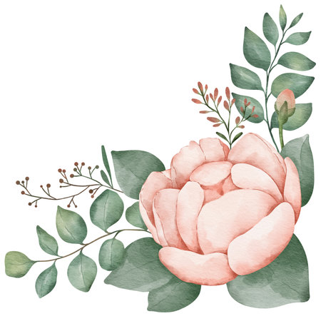 floral composition flower  watercolor illustration isolated elementの写真素材